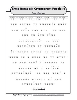 Try Another Share Print Hints ( 5) To decode the message, type your best guess for each letter into the boxes. Blue letters are from hints. Black letters are ones you have guessed (could be incorrect). When the puzzle is completely correct, your score will be displayed. Cryptogram Puzzles - various quotes. 
